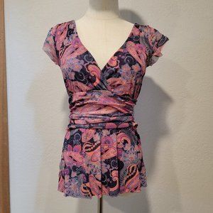 Small - Sweet Pea By Staci Frati Multi-Color Mesh Top, Flutter Sleeve. Cute!
